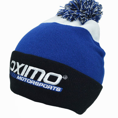 Custom Made Soft Warm Embroidery Knitted Pom Pom Winter Hat Fashion Style