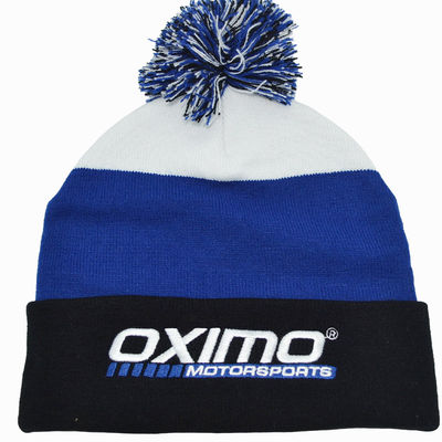 Custom Made Soft Warm Embroidery Knitted Pom Pom Winter Hat Fashion Style
